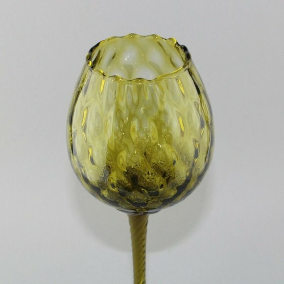 MCM Dabs Italy Dark Green Blown Glass Tall Stem - Picture 3 of 12